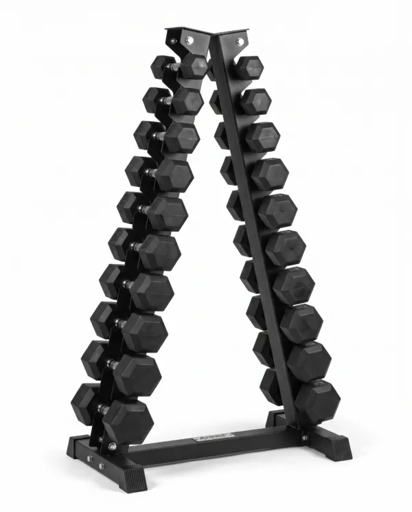 Set de gantere HEX 1 - 10 kg cu suport